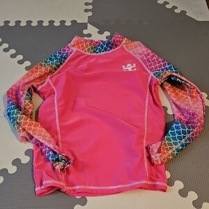 Kids Swim Rash Guard - Pink and Rainbow